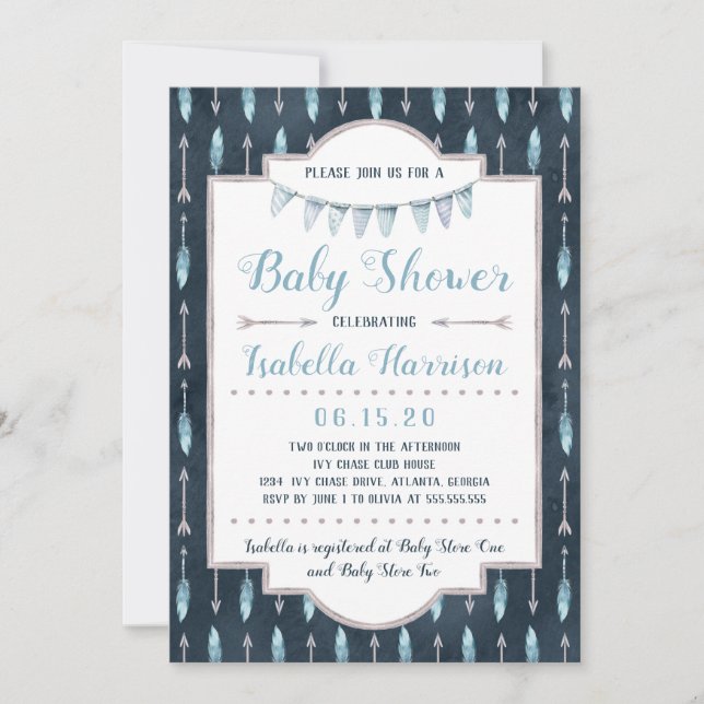 Invitation Baby shower Boho (Devant)