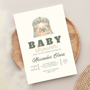 Invitation Baby shower Boho à l'ours mou