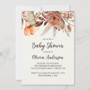 Invitation Baby shower Boho aux fleurs séchées