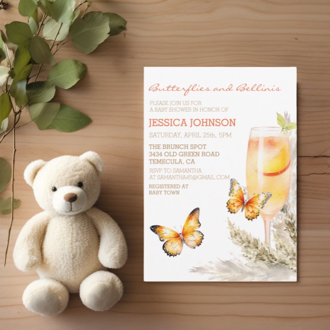 Invitation Baby shower Boho Bellini & Butterflies (Créateur téléchargé)