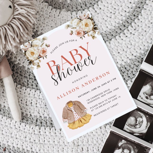 Invitation Baby shower Boho Blanchisserie (Créateur téléchargé)