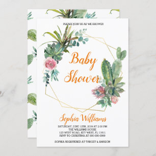 Invitation Baby shower Boho Cactus
