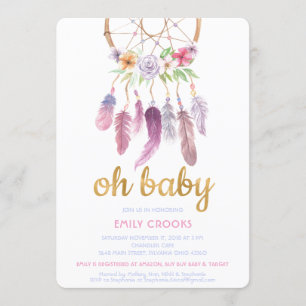 Invitation Baby Shower Boho Chic Attrape-Rêves