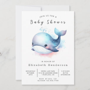 Invitation Baby shower Boho Custom Whale