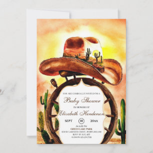 Invitation Baby shower Boho Cute Custom Cowboy