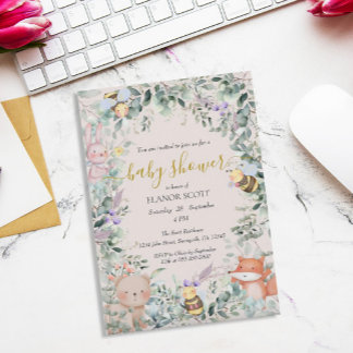 Invitation Baby shower Boho de bois neutre pour les femmes
