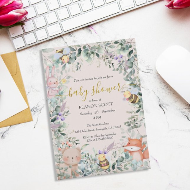 Invitation Baby shower Boho de bois neutre pour les femmes (Créateur téléchargé)