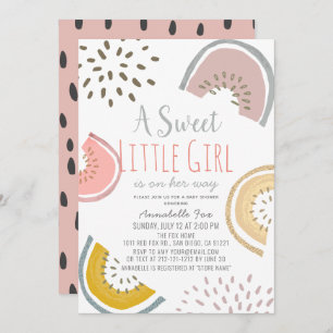 Invitation Baby shower Boho de pastèque douce