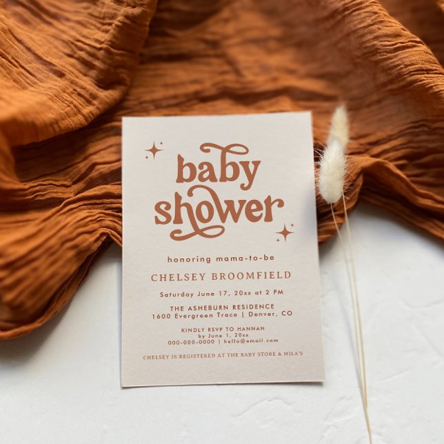 Invitation Baby shower Boho, Douche en terre cuite (Créateur téléchargé)