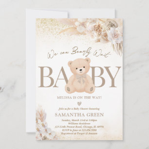 Invitation Baby shower Boho d'ours neutre pour le genre Brown