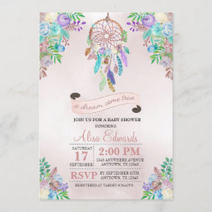Invitation Baby shower Boho Dreamcatcher