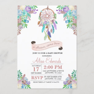 Invitation Baby shower Boho Dreamcatcher