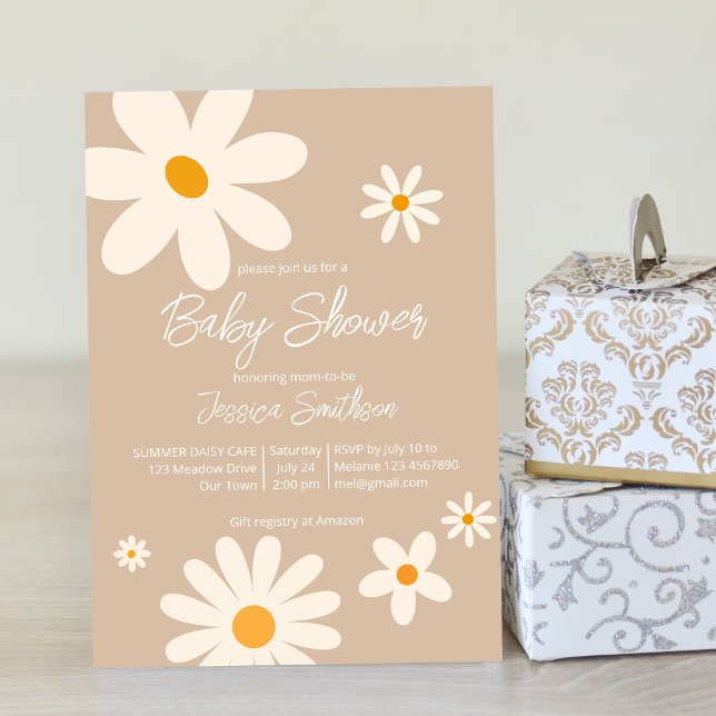 Invitation Baby shower boho du désert de marguerite fleurie (Créateur téléchargé)