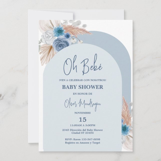 Invitation Baby shower Boho espagnol garçon (Devant)