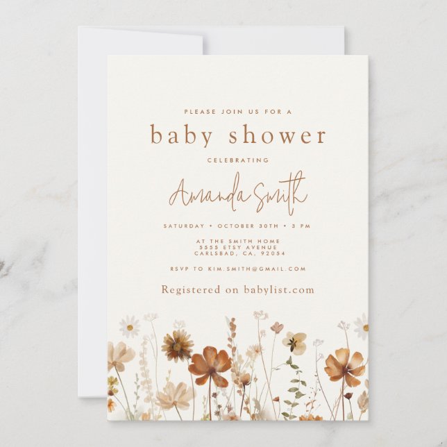 Invitation Baby shower Boho Fall (Devant)
