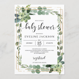 Invitation Baby shower boho fleuri et verdoyant