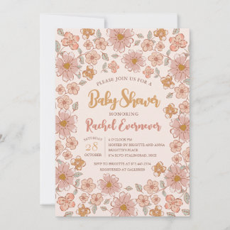Invitation Baby shower boho floral Ditsy