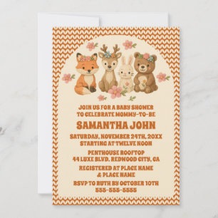 Invitation Baby shower Boho Floral Knished Woodland Animaux