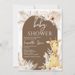 Invitation Baby shower Boho Giraffe