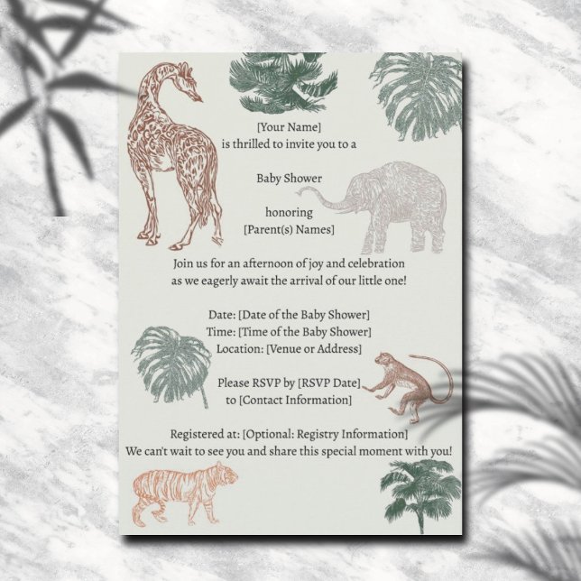 Invitation Baby shower Boho Jungle Safari (Créateur téléchargé)