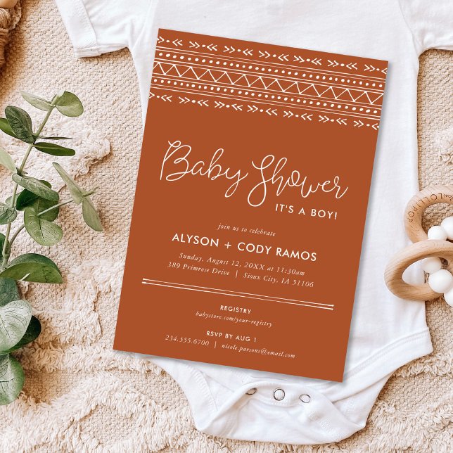 Invitation Baby shower Boho moderne | Terra Costa (Créateur téléchargé)