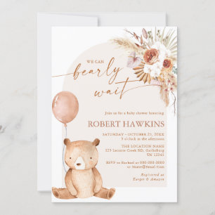 Invitation Baby shower Boho neutre pour l'ours en peluche