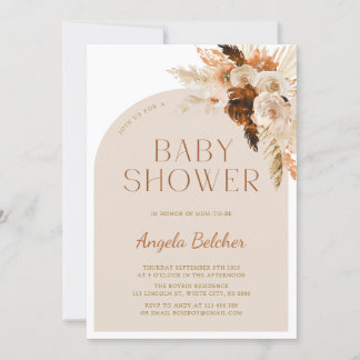 Invitation Baby shower Boho Pampas Grass