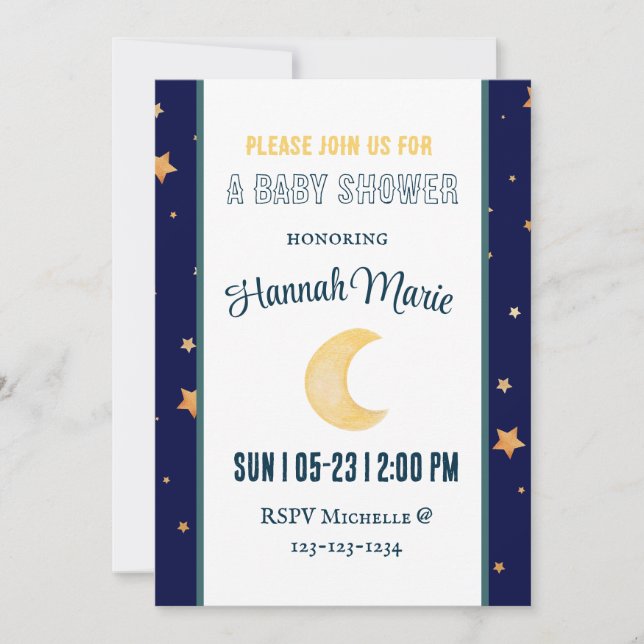 Invitation baby shower Boho Restez sauvage Lune En (Devant)