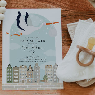 Invitation Baby shower Boho Stork Livraison Spéciale Saupoudr