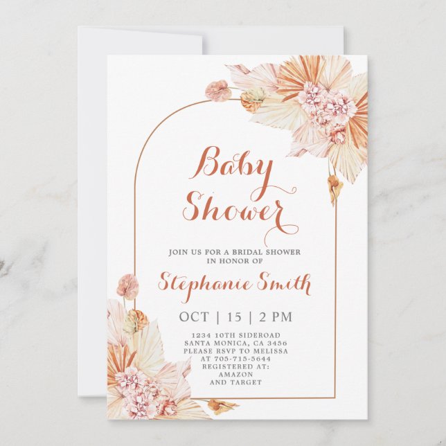 Invitation Baby shower Boho Terracotta (Devant)
