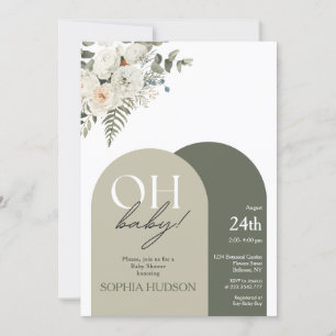 Invitation Baby shower Boho verdoyant