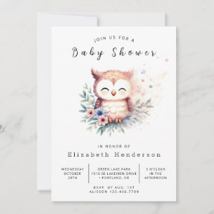 Invitation Baby shower Boho Woods Owl