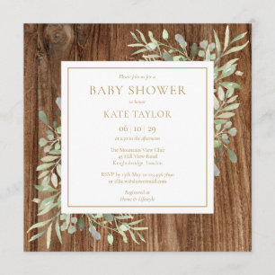 Invitation Baby-Shower Bois Rustique   Sprinkle de Verdure