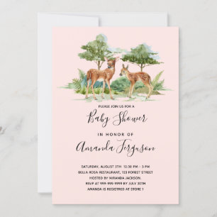 Invitation Baby shower boisé animaux de la forêt cerf rousse