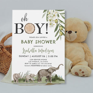 Invitation Baby shower boisé Oh garçon Aquarelle