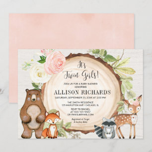 Invitation baby shower boisé rustique à fleurs roses pour jeu