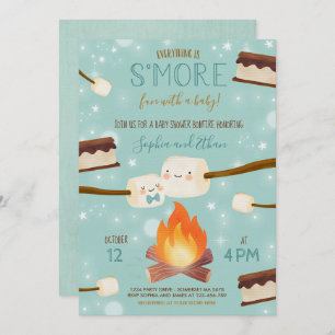 Invitation Baby shower Bonfire de garçon bleu S'more