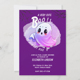 Invitation Baby shower Boo Halloween Deep Purple Theme Party