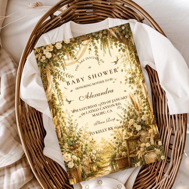 Invitation Baby Shower Botanique Bohème Fantaisiste (Créateur téléchargé)