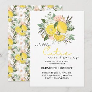 Invitation Baby shower botanique Citrus citron