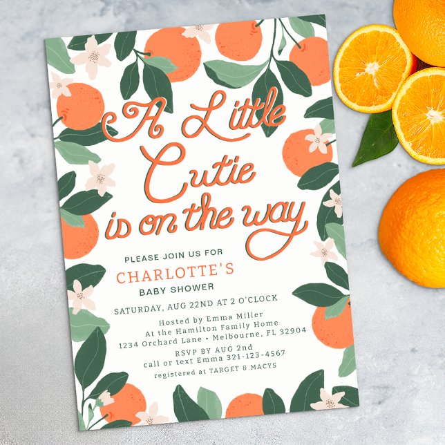 Invitation Baby shower botanique de Little Cutie Clementine (Little Cutie Illustrated Invite)