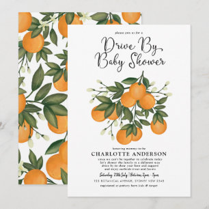 Invitation Baby shower Botanique Orange Citrus Drive Thru