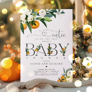 Invitation Baby shower botanique orange de Little Cutie Citru