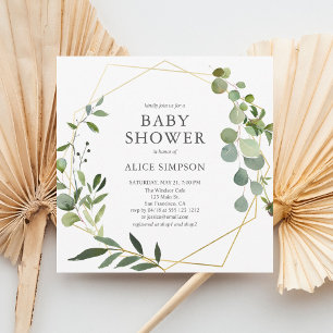 Invitation Baby shower botanique rustique