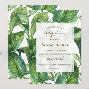 Invitation baby shower botanique tropical feuille