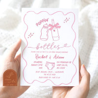 Baby Shower Bouteilles Rose Poppin Dessinées à la