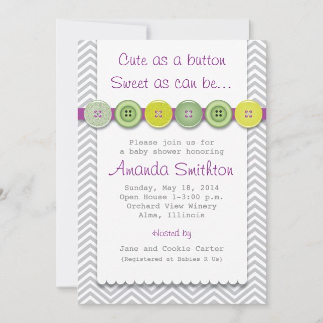 Invitation Baby shower Bouton mou (Devant)