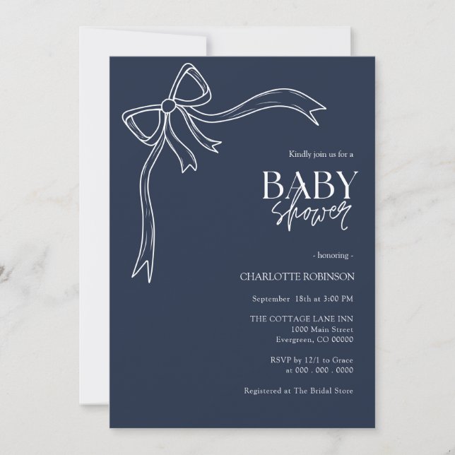 Invitation Baby shower Bow Boho (Devant)