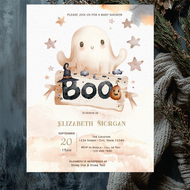 Invitation Baby shower Bow Ghost Cute (Créateur téléchargé)