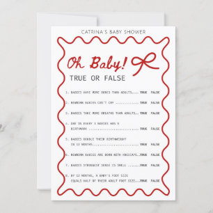 Invitation Baby shower Bow rouge - Nom modifiable, 5x7